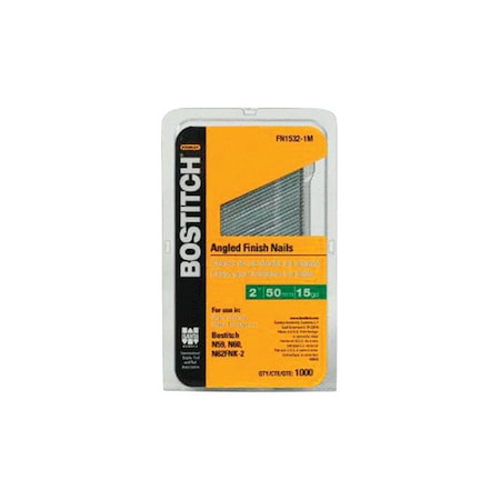 Bostitch Collated Finishing Nail, Steel, Coated Finish, 15 ga FN1532-1M